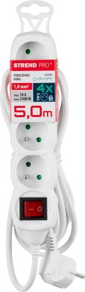 Prelungitor electric 5 m cu 4 prize si intrerupator, alb