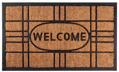 Covoraș de intrare MagicHome Welcome 45x75 cm, din cocos și gumă