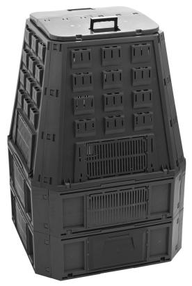 Compostor de grădină EVOBLACK 850L, negru, cu aerisire și acces facil