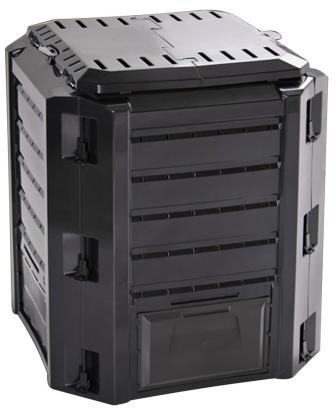 Compostor de gradina COMPOGREEN 380 litri, negru, cu aerisire