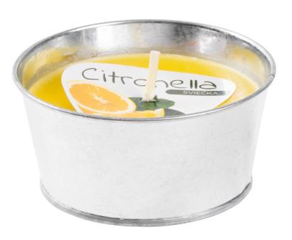 Lumânare repelentă cu citronella în găleată metalică, 130 g