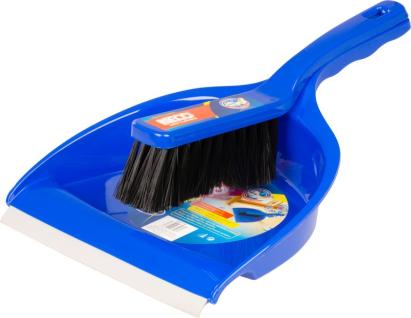 Set de curățenie Neco cu făraș și perie, albastru, 34x24x8,5 cm
