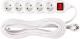 Prelungitor electric 10 m cu 5 prize și întrerupător, alb
