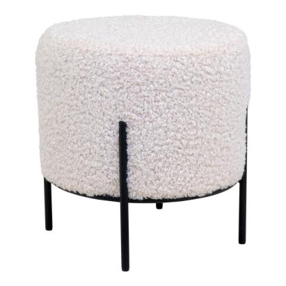 Pouf House Nordic Alford din piele artificială de miel, alb, 38x45 cm