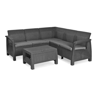 Set mobilier de grădină Curver Corfu Relax grafit cu perne gri