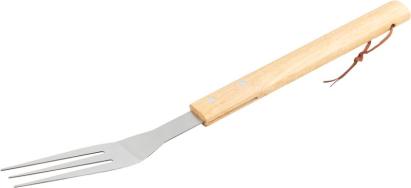 Furculiță pentru grill din inox cu mâner din lemn, 38,5 cm