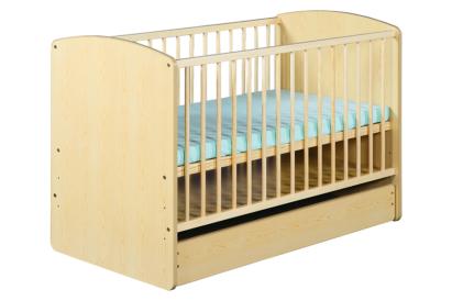 Pătuț copii din lemn cu sertar Karolina II, natur, 120x60 cm