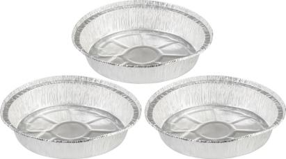 Set 3 tăvi rotunde din aluminiu pentru grătar MagicHome, 22,4 x 4,6 cm