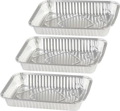 Set 3 tavi din aluminiu pentru grill MagicHome 31,5x21,3x4,4 cm