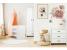Set mobilier camera bebe Klups Amelia alb cu patut, comoda, dulap si saltea
