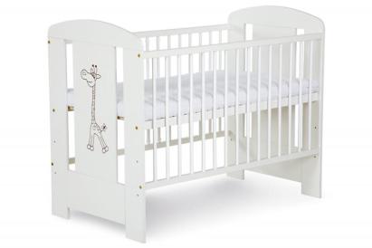 Pătuț copii din lemn KLUPS Safari Giraffe alb, 120x60 cm