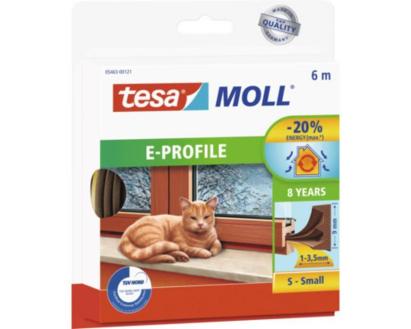 Bandă de etanșare Tesa profil E maro pentru ferestre și uși, 6 m