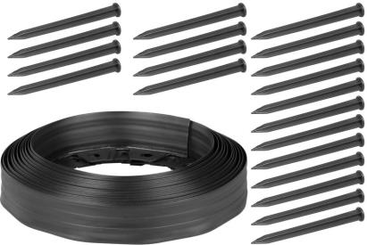 Bordură de gazon elastică Strend Pro Garden, neagră, 10 m x 6 cm