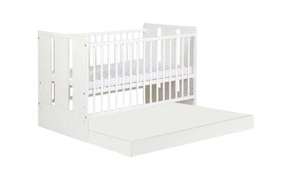 Pătuț copii din lemn cu sertar KLUPS Paula, alb, 120x60 cm