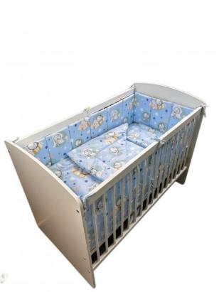 Lenjerie pentru patut bebe Micul Ursulet, 5 piese, 120x60 cm