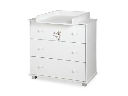 Comoda de infasat pentru bebe Klups Safari Giraffe Alba, 3 sertare