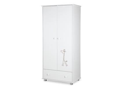 Dulap pentru copii Klups Safari Giraffe alb, 2 uși și sertar