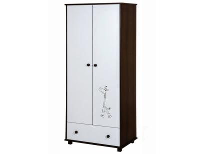 Dulap pentru copii Klups Safari Little Giraffe, 2 usi si sertar, wenge
