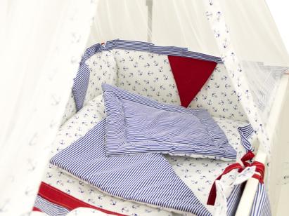 Lenjerie pentru patut MyKids Ocean, 9 piese, 120x60 cm, bumbac