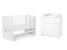 Set mobilier bebe Klups Paula alb cu patut, comoda si saltea 120x60