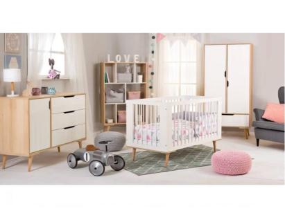 Set mobilier camera copii si bebelusi Klups Sofie alb natur cu saltea