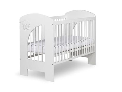 Pătuț copii din lemn KLUPS NEL Cloud alb, 120x60 cm, 3 niveluri