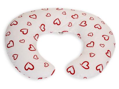 Perna de alaptare mica MyKids Inimi Rosii cu husa detasabila
