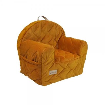 Fotoliu pentru copii Klups Velvet galben Honey din catifea moale