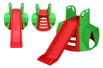 Tobogan pentru copii cu tunel MyKids 130 cm, verde-roșu, interior/exterior