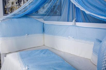 Lenjerie pentru patut bebelusi MyKids 9 piese White-Blue 120x60 cm