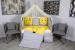 Lenjerie pentru patut bebe MyKids 11 piese gri-galben 120x60 cm