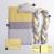 Lenjerie pentru patut bebe MyKids, 8 piese, cu baldachin, gri-galben, 120x60 cm