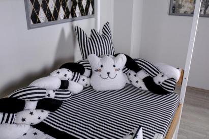 Lenjerie pat copii MyKids Montessori 6 piese, 95x195 cm, bumbac