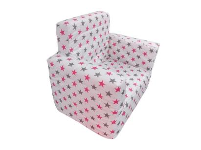 Fotoliu din burete pentru copii MyKids Stelute alb gri roz