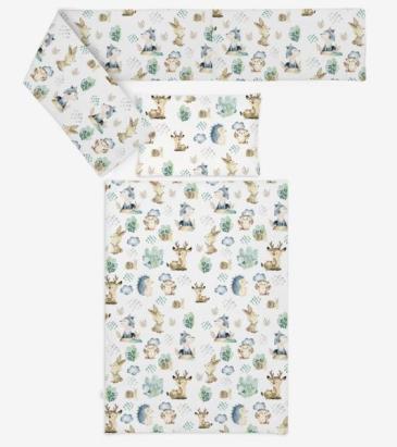 Lenjerie de pat bebe 3 piese KLUPS Forest World din bumbac, model C3