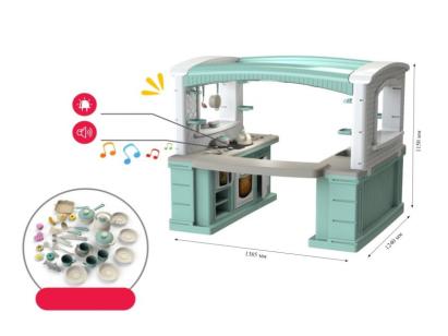 Bucătărie mare pentru copii cu sunete, lumini și 34 accesorii, Turquoise