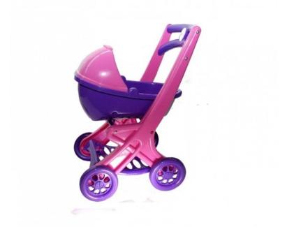 Carucior pentru papusa MyKids mov-roz, stabil, cu cos pentru accesorii