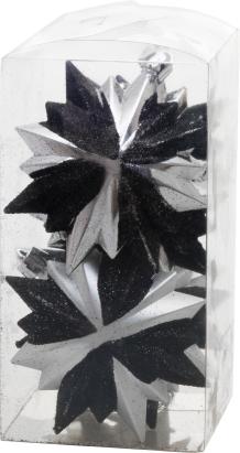 Set 6 ornamente pentru brad MagicHome, negru-argintiu, 8x9,5 cm