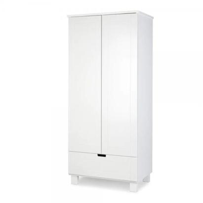 Dulap pentru copii Klups IWO alb, cu 2 usi, sertar si rafturi