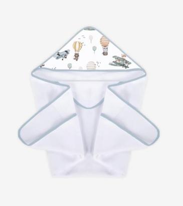 Prosop de baie pentru bebelusi Klups Sky World, cu gluga, 100x100 cm