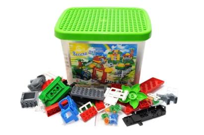 Cuburi de constructie Funny Farm, 154 piese, set educativ pentru copii