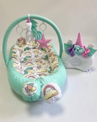Babynest Premium MyKids Unicorn cu arcada si pernita decorativa