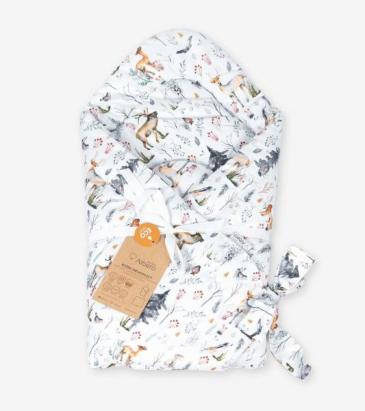 Pătură de înfășat bebe Klups Skandinavia 75x75 cm, bumbac 100%