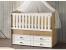 Pătuț bebe MyKids Esla Natur Alb 130x70 cu legănare și laterală culisabilă
