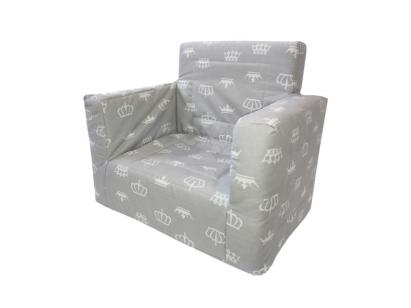 Fotoliu din burete pentru copii MyKids Coronite gri, husa bumbac
