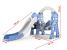 Centru de joaca MyKids 4 in 1 cu tobogan, leagan, cos baschet, albastru