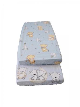 Cearceaf cu elastic albastru 160x80 cm din bumbac pentru saltea copii