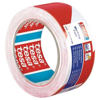 Páska tesa® PRO Marking, lepiaca, výstražná, červeno-biela, 50 mm, L-33 m