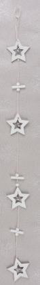 Decor suspendat de Craciun din lemn cu stele, set 5 piese, 90x8 cm