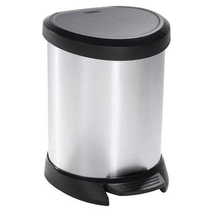 Coș de gunoi cu pedală Curver Deco Bin 5L, argintiu-negru